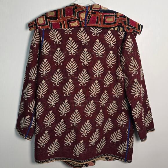 Mieko Mintz Short Kantha Open Kimono Jacket Reversible Lagenlook OS - Picture 3 of 10